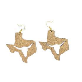 Longhorn steer in Texas silhouette faux leather earrings
