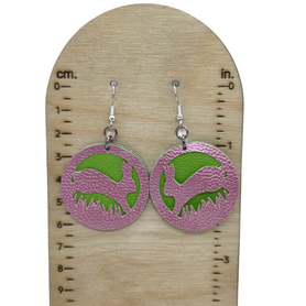 Bunny frolicking in the grass faux leather earrings