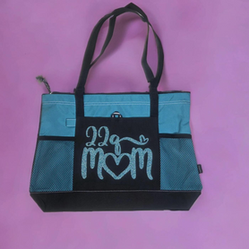 Tote Bag, 22q mom, Purple/ Neon Purple
