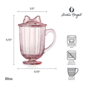 Darbie Angell Bliss Blush mug/ teacup Footed, Glass Lid