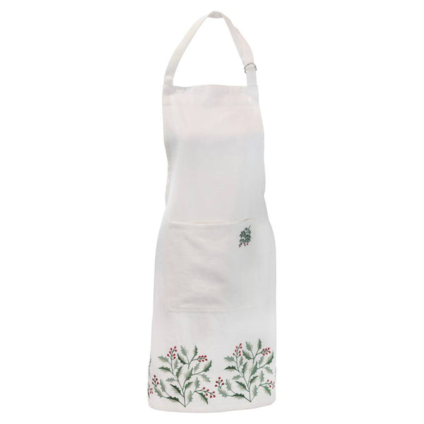 33.5" Long Holly Cotton Apron Christmas