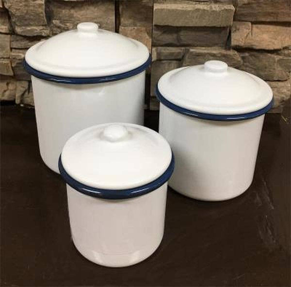 Blue Rim Canister Set