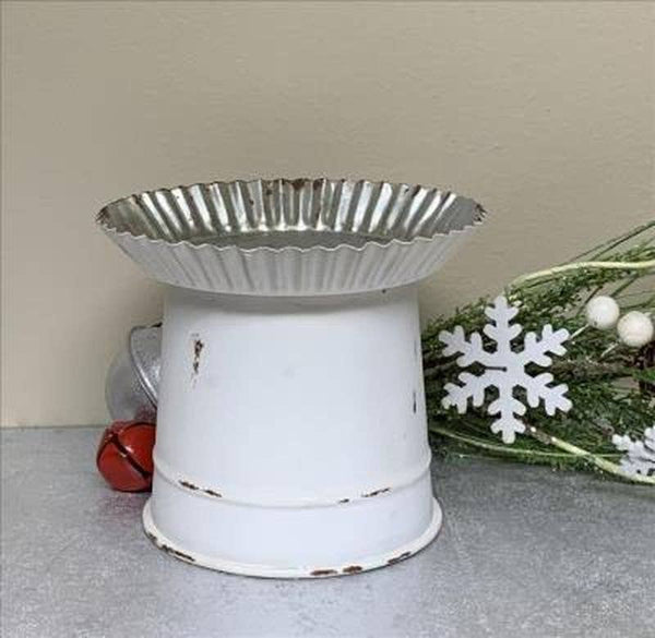Pie Pan Candle Holder Galvanized Large