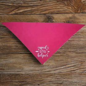 Cupid's Little Helper tie on, triangle dog / pet bandana. You choose bandana color, red or pink! Valentine's Day gift