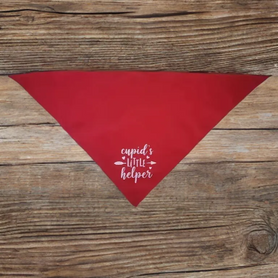 Cupid's Little Helper tie on, triangle dog / pet bandana. You choose bandana color, red or pink! Valentine's Day gift