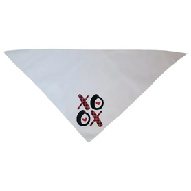 XOXO with hearts tie on, triangle dog / pet bandana. You choose bandana color, gray or white! Valentine's Day gift