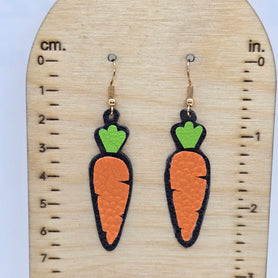 Cute carrot faux leather earrings