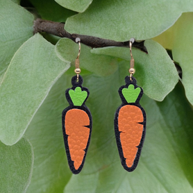 Cute carrot faux leather earrings