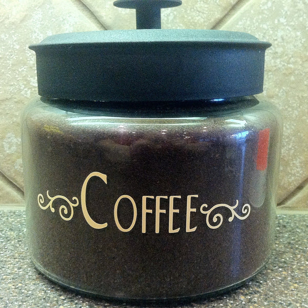 Coffee Jar Label Decal: Kitchen Decor Vinyl Word Art