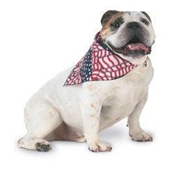 All American Doggo, flag fabric, triangle shaped, tie on dog / pet bandana