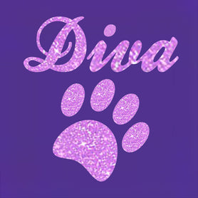 Glitter "Diva" with paw tie on dog / pet bandana