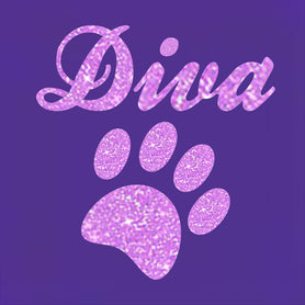 Glitter "Diva" with paw tie on, triangle shaped dog / pet bandana