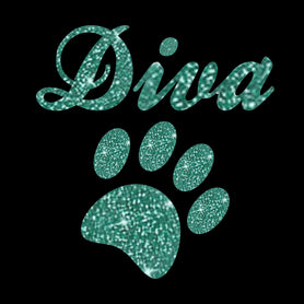 Glitter "Diva" with paw tie on dog / pet bandana