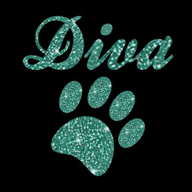 Glitter "Diva" with paw tie on, triangle shaped dog / pet bandana