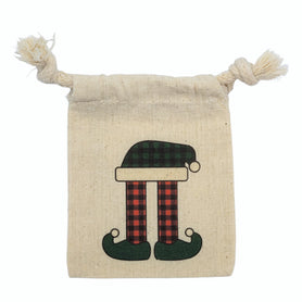 Gnome or elf hat and legs 3" x 4" cotton muslin gift bag