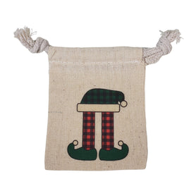 Gnome or elf hat and legs 3" x 4" cotton muslin gift bag