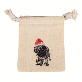 Feliz Navidog 3" x 4" cotton muslin gift bag