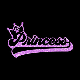 Glitter "Princess" with paw tie on dog / pet bandana