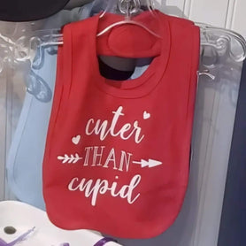 Cuter than Cupid bib- cute, valentine, Valentine's Day, red, hearts, arrow