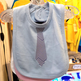 Striped Tie Baby Bib, 100% cotton, hook and loop closure
