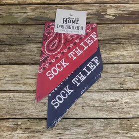Sock Thief tie on dog / pet bandana