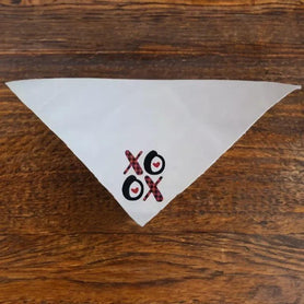 XOXO with hearts tie on, triangle dog / pet bandana. You choose bandana color, gray or white! Valentine's Day gift