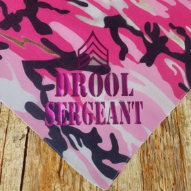 Drool Sergeant tie on, triangle dog / pet bandana. Do you have a dog breed that drools? Drooler, military, pet humor, dog accessories