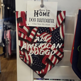 All American Doggo, flag fabric, triangle shaped, tie on dog / pet bandana
