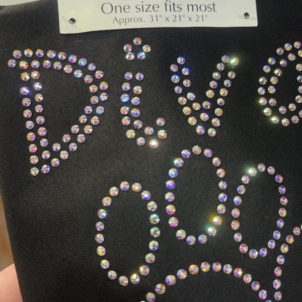 Aurora borealis rhinestone diva with paw design tie on, triangle shaped, dog / pet bandana