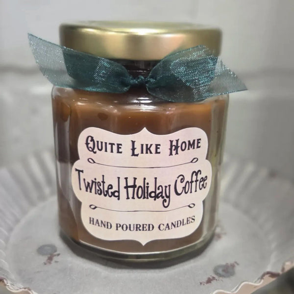 Twisted Holiday Coffee Scented Jar Candle, 6.5 oz. Christmas morning, coffee, mint, butter