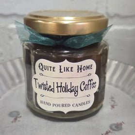 Twisted Holiday Coffee Scented Jar Candle, 4 oz. Christmas morning, coffee, mint, butter