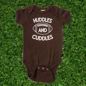 Huddles and Cuddles Baby Bodysuit: Cotton Football Themed Infant One-Piece