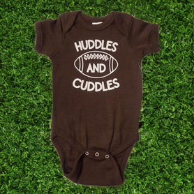 Huddles and Cuddles Baby Bodysuit: Cotton Football Themed Infant One-Piece