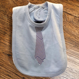 Striped Tie Baby Bib, 100% cotton, hook and loop closure