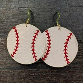 Baseball faux leather earrings