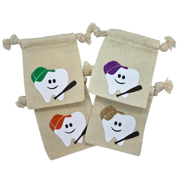 Baseball Tooth Fairy Pouch – Cotton Muslin Lost Tooth Bag (Personalized)