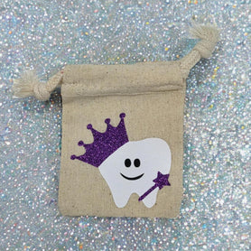 Princess Tooth Fairy Pouch – Glitter Crown and Wand, Personalized Keeper