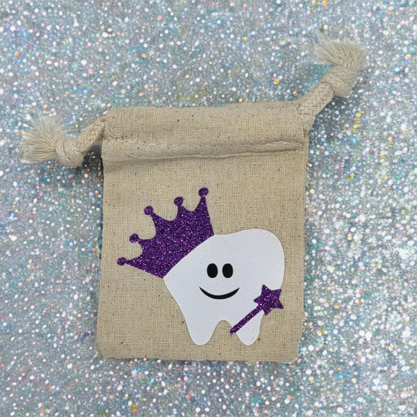 Princess Tooth Fairy Pouch – Glitter Crown and Wand, Personalized Keeper