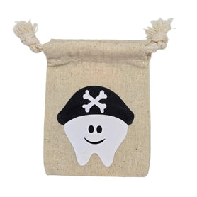 Pirate Tooth Fairy Pouch – Skull Crossbones Cotton Bag