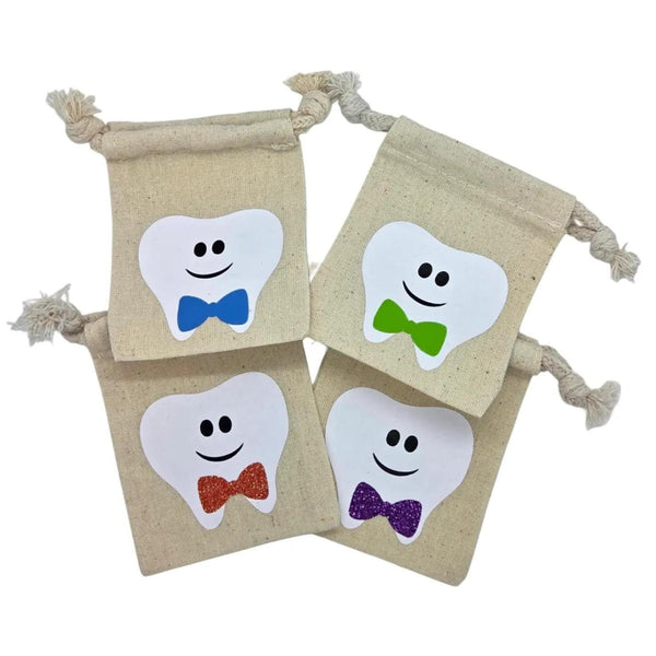 Tooth Fairy Pouch – Customizable Bow Tie, Cotton Muslin Keepsake Bag