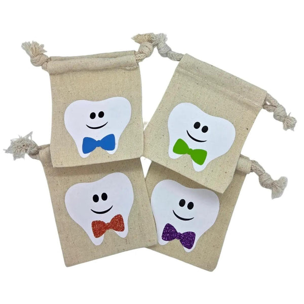 Tooth Fairy Pouch – Customizable Bow Tie, Cotton Muslin Keepsake Bag