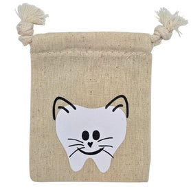 Kitty Cat Tooth Pouch – Cotton Muslin Keepsake Bag for Lost Teeth