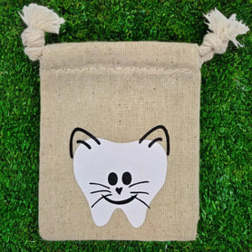 Kitty Cat Tooth Pouch – Cotton Muslin Keepsake Bag for Lost Teeth