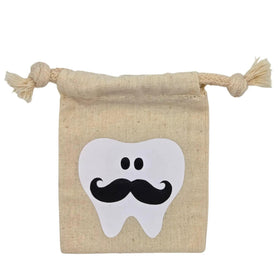 Mustache Tooth Fairy Pouch – Dapper Cotton Muslin Tooth Keeper Bag
