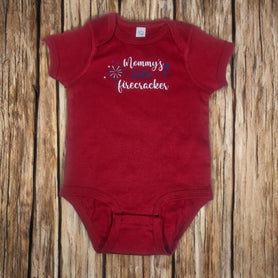 Mommys Little Firecracker Baby One Piece, Patriotic 4th of July Infant Bodysuit