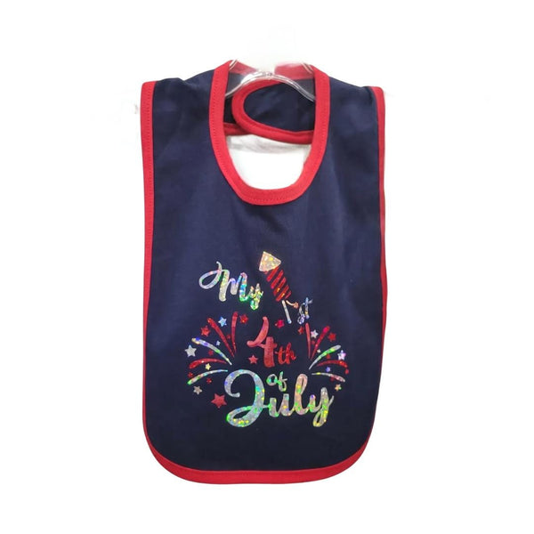 Holographic My First 4th of July Infant Bib, Patriotic USA Bib