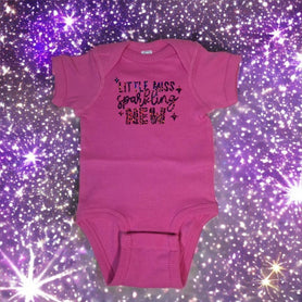Little Miss Sparkling New Baby One Piece, Holographic Infant Bodysuit, Newborn Coming Home Outfit