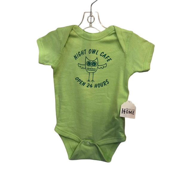Night Owl Cafe Baby One Piece, Funny Open 24 Hours Infant Bodysuit, Cute Newborn Sleep Deprived Creeper, Sarcastic Baby Clothes