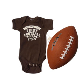 My First Football Season Baby Bodysuit, Brown Football Game Day Infant Outfit, Sports Baby Shower Gift, Cute Football Infant Bodysuit