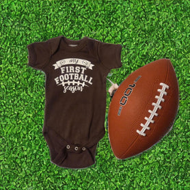 Huddles and Cuddles Baby Bodysuit: Cotton Football Themed Infant One-Piece